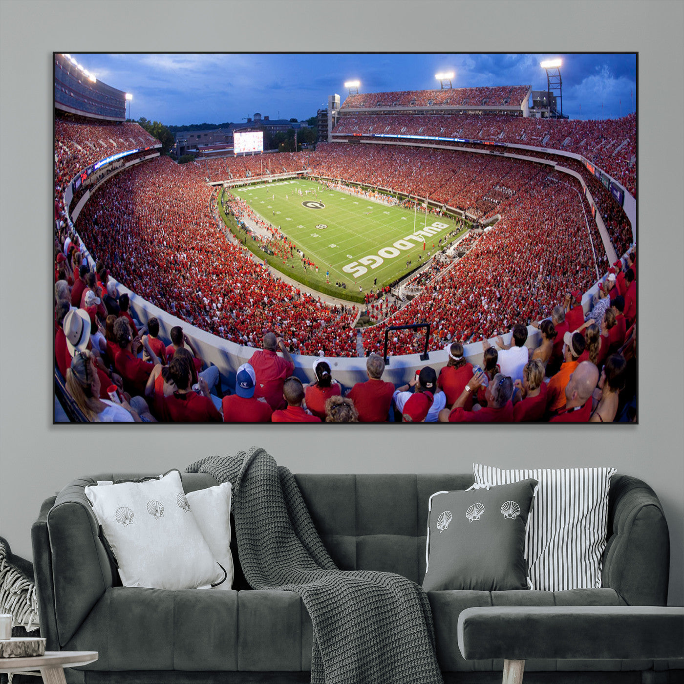 10244378-MGV-CV-36X24-Dooley Stadium Wall Art Print, Sports Arena Canvas Wall Art, Dooley Field at Sanford Stadium Canvas Print, Modern Athletic Field Art Printing
