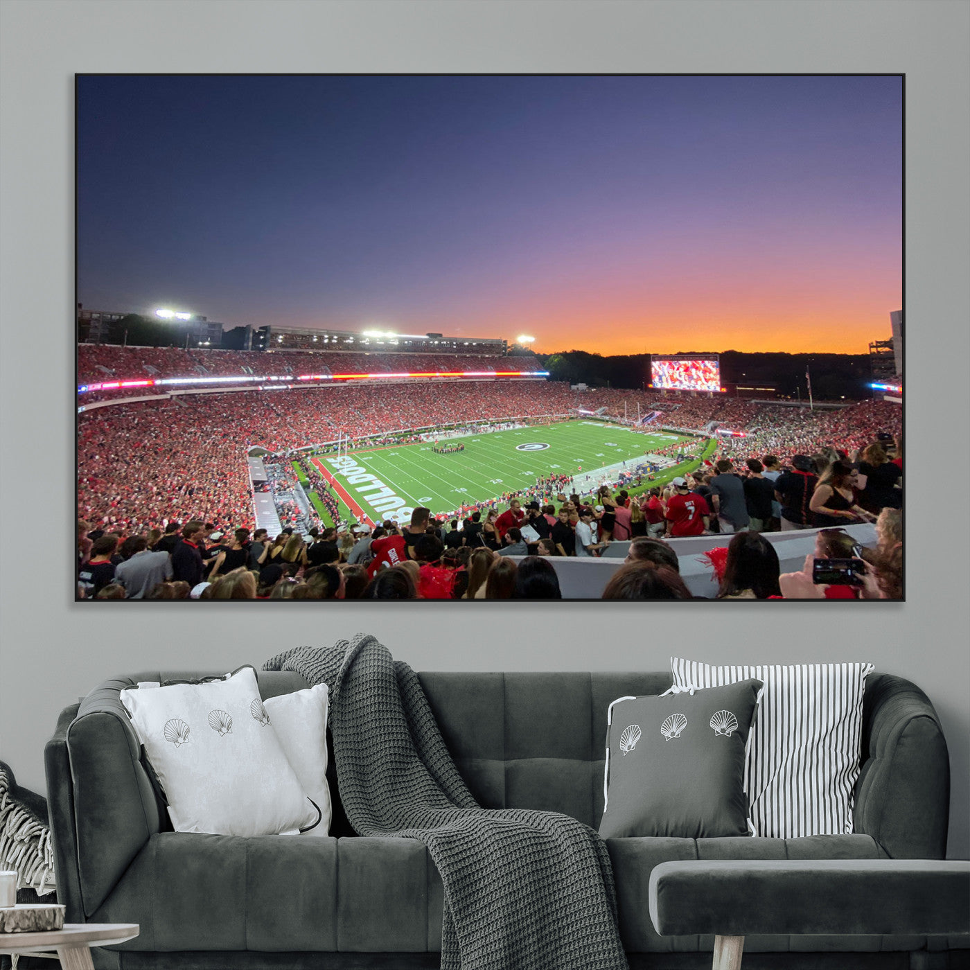 25139565-MGV-CV-36X24-Dooley Stadium Wall Art Print, Sports Arena Canvas Wall Art, Dooley Field at Sanford Stadium Canvas Print, Modern Athletic Field Art Printing