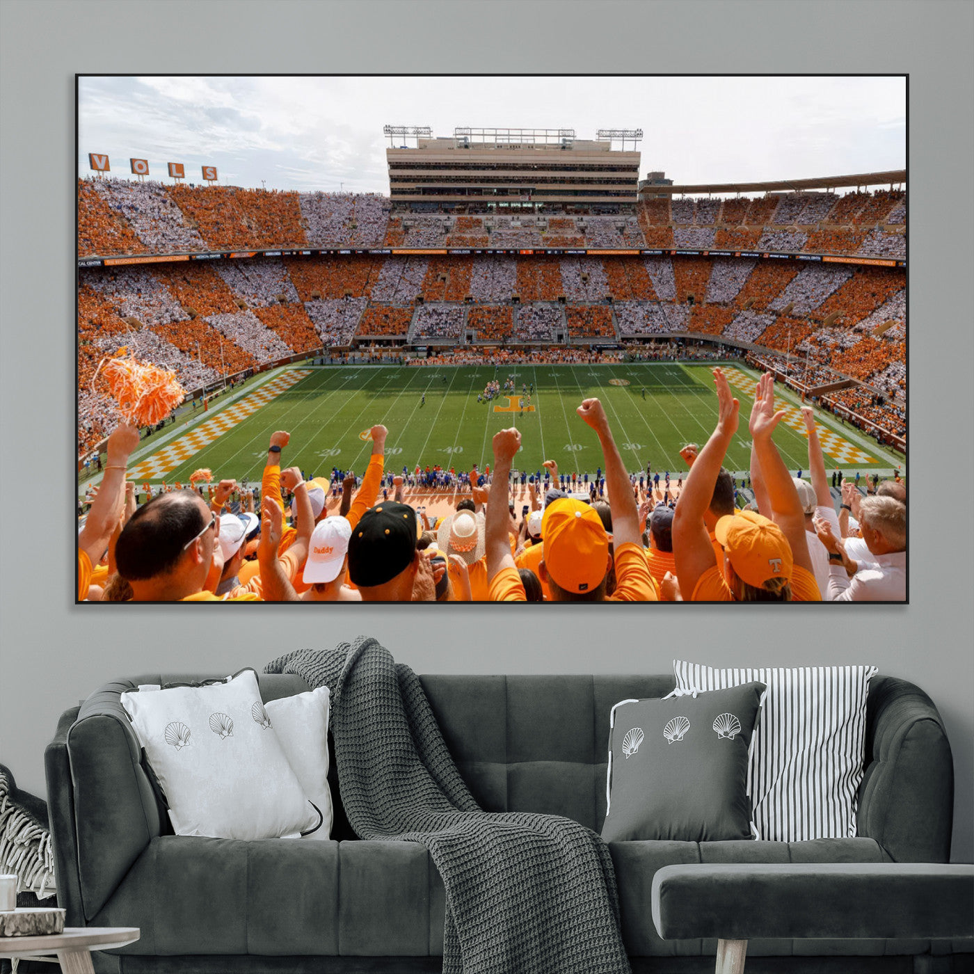 76011417-MGV-CV-36X24-Tennessee Neyland Stadium Wall Art Print, Sports Arena Canvas Wall Art, Panoramic Stadium Canvas Print, Modern Athletic Field Art Printing