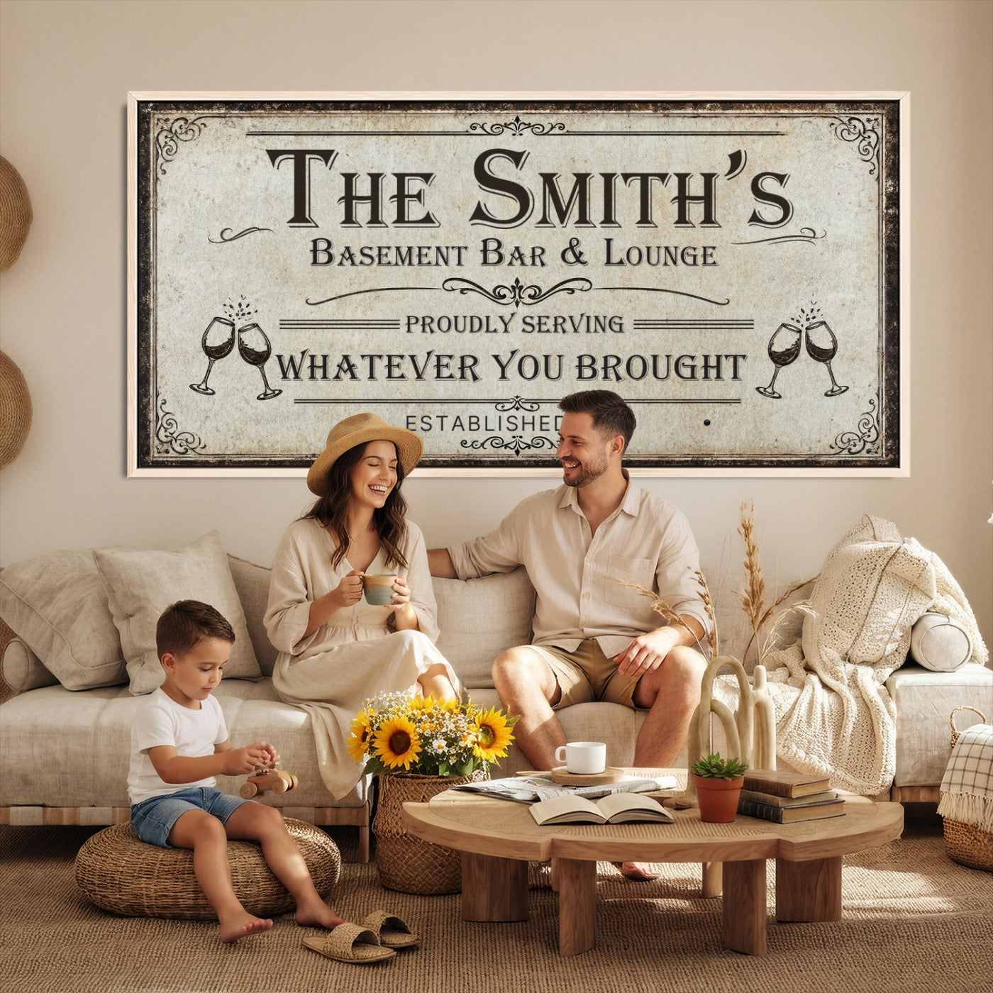 22440205-PAN-FL-20X10 - Custom Bar Sign Wall Art Canvas Print