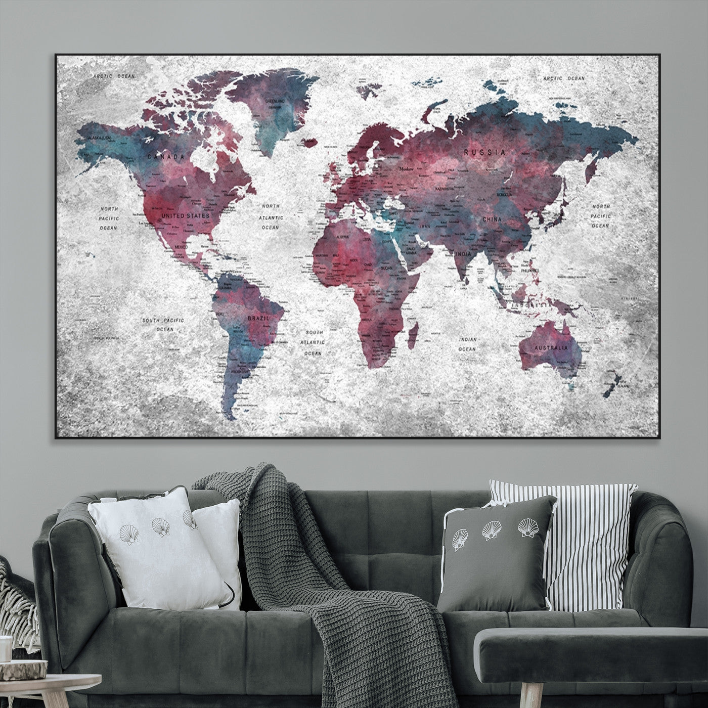 SEG-FC-51X34_Oversize - World Map Wall Art Canvas Print for Home and Office Decor