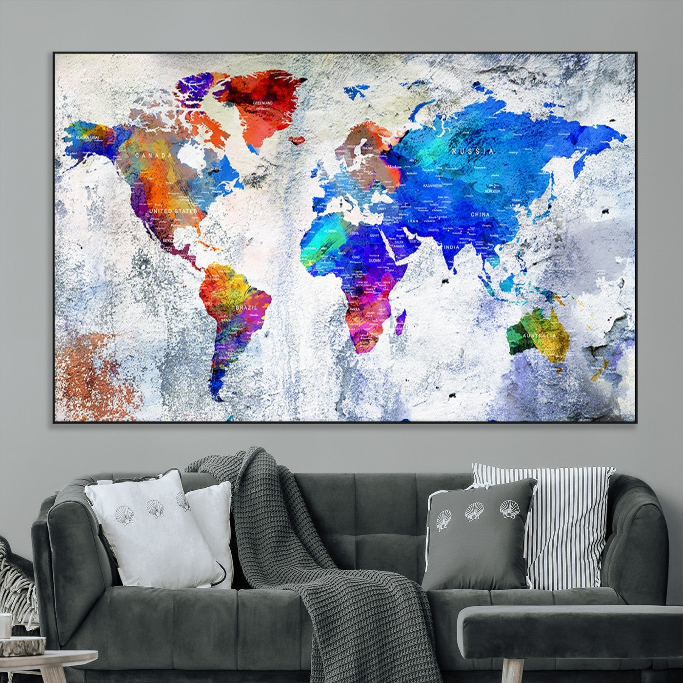 SEG-FC-51X34_Oversize - World Map Wall Art Canvas Print for Home and Office Decor