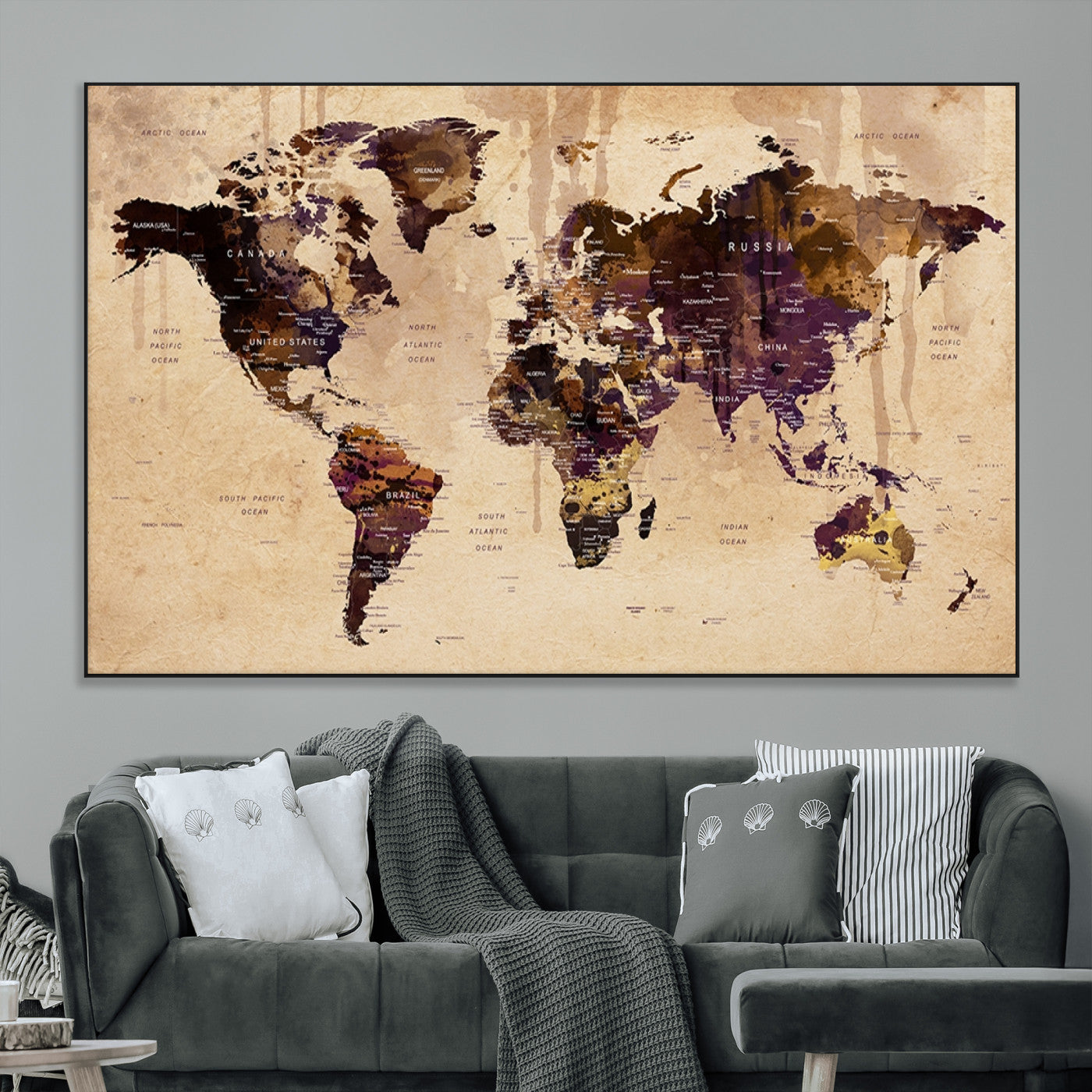 SEG-FC-51X34_Oversize - World Map Wall Art Canvas Print for Home and Office Decor