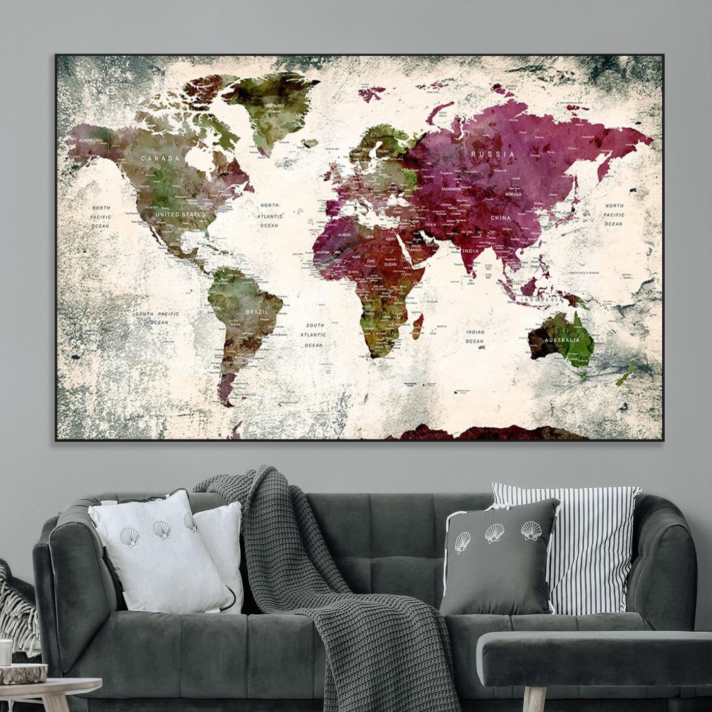 SEG-FC-51X34_Oversize - World Map Wall Art Canvas Print for Home and Office Decor