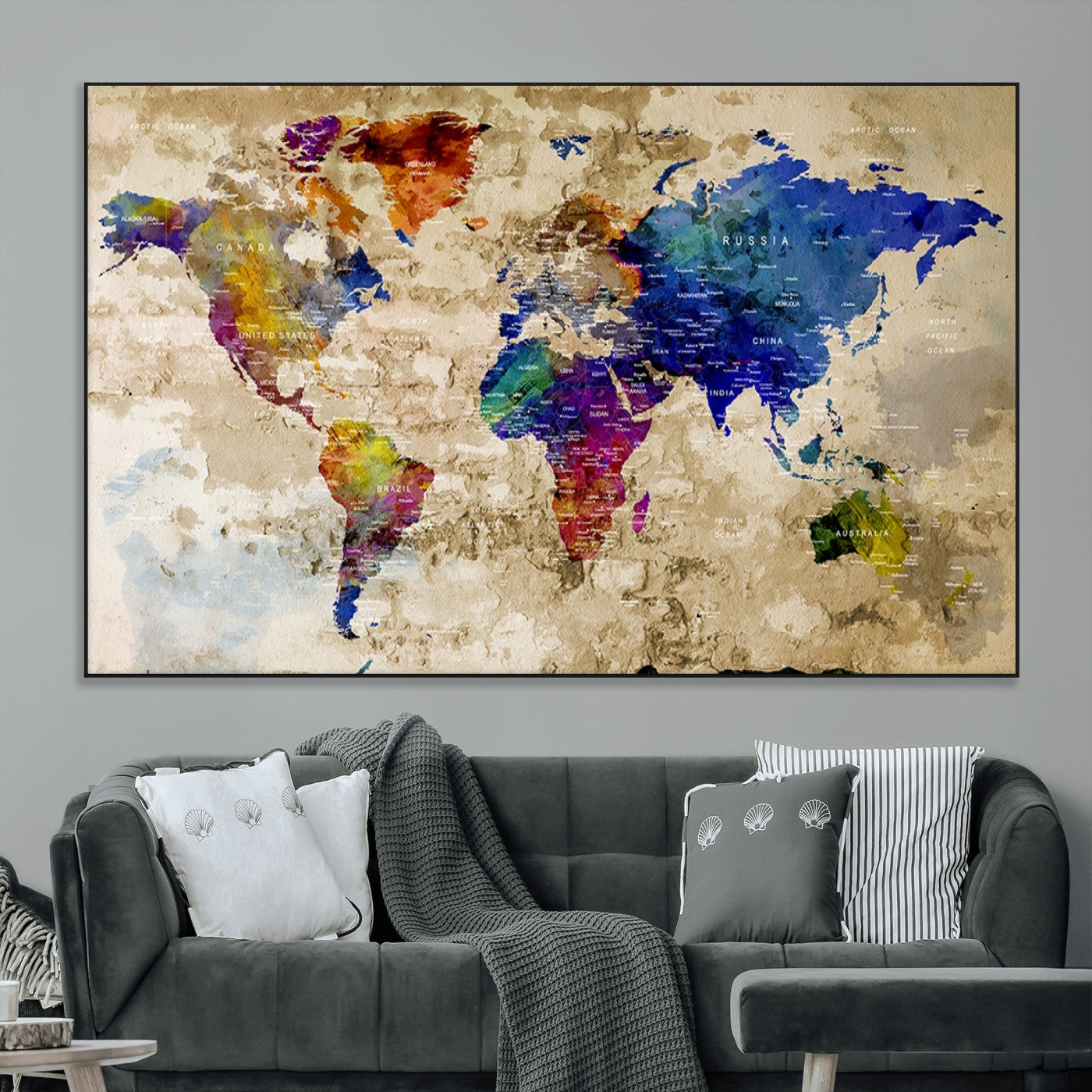 SEG-FC-51X34_Oversize - World Map Wall Art Canvas Print for Home and Office Decor