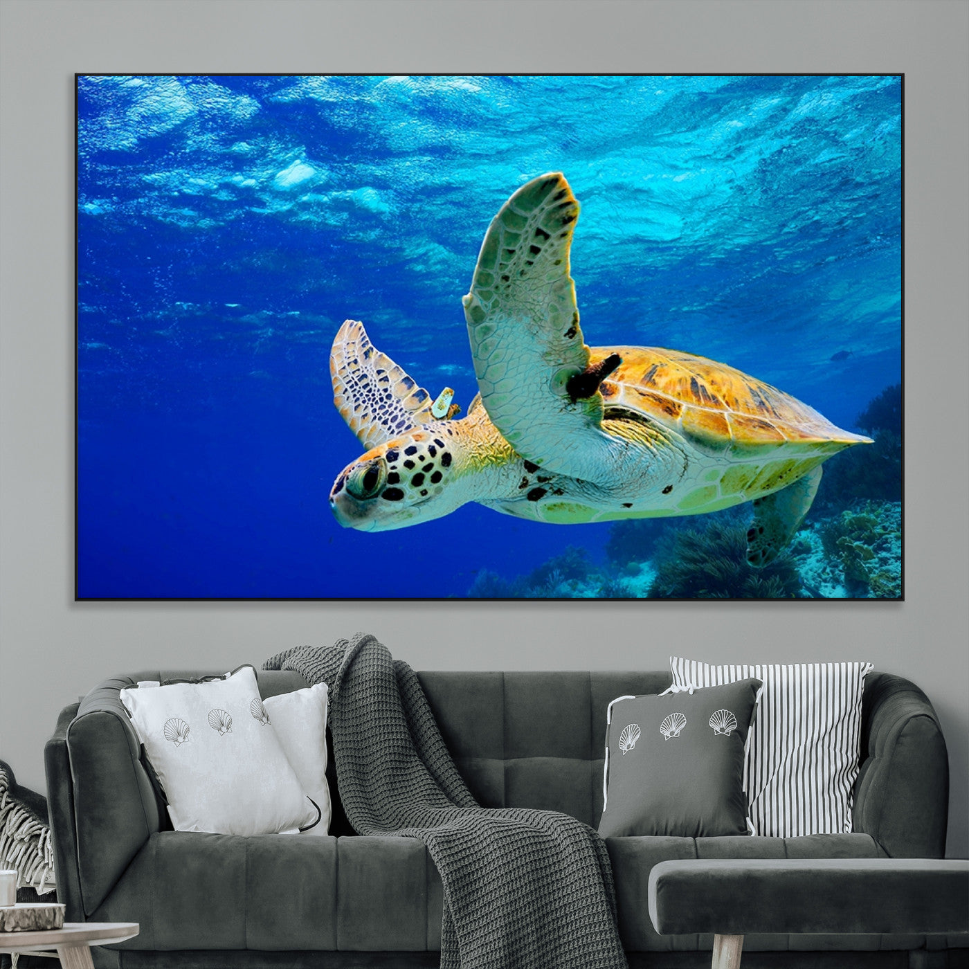 SEG-FC-51X34_Oversize - Sea Turtle Wall Art Canvas Print, Sea life in the Ocean Wall Art Printing