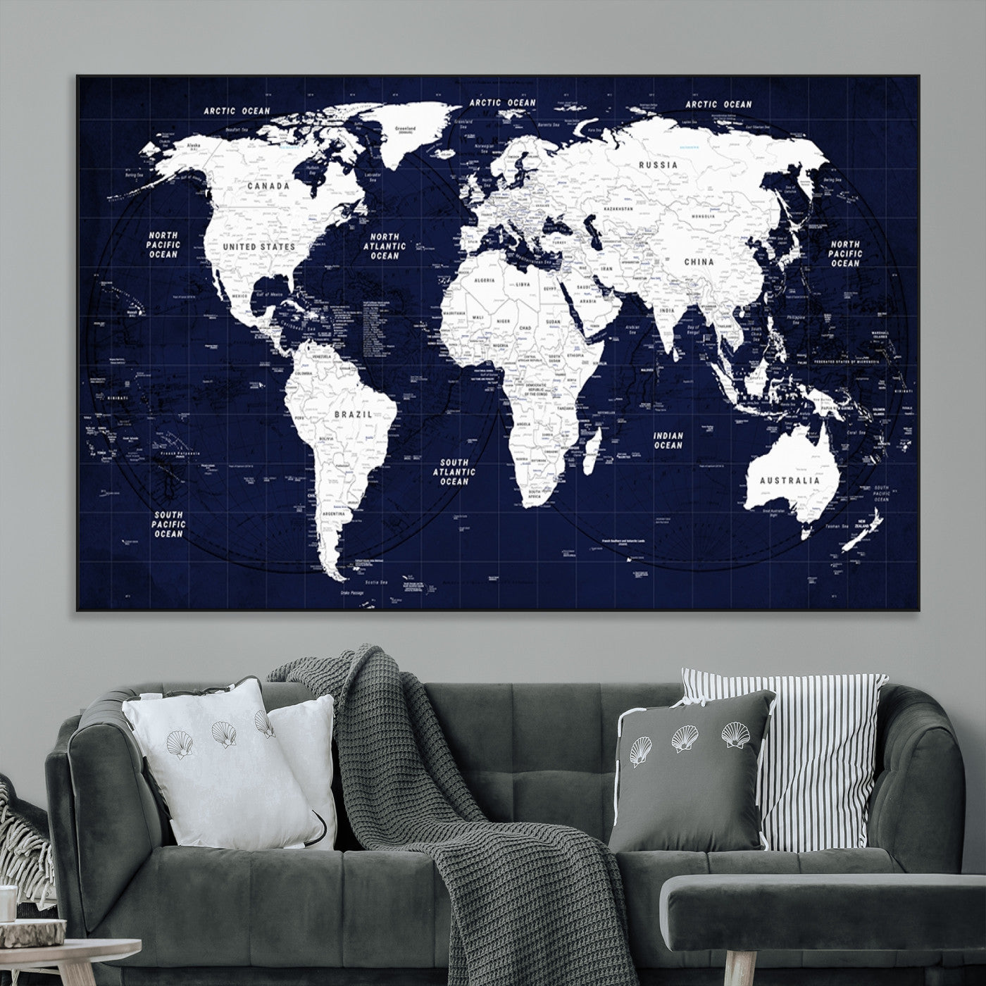 SEG-FC-51X34_Oversize - World Map Wall Art Canvas Print for Home and Office Decor