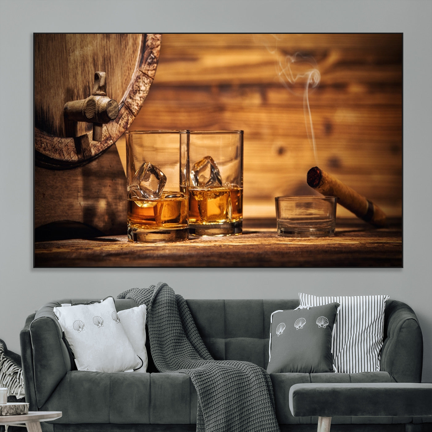 SEG-FC-51X34_Oversize - Rustic Whiskey and Barrel Canvas Print