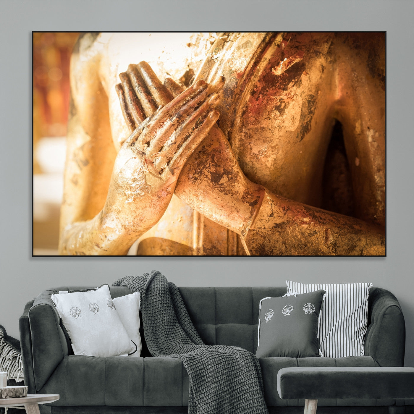 -Buddha Statue Hands Wall Art Canvas Print