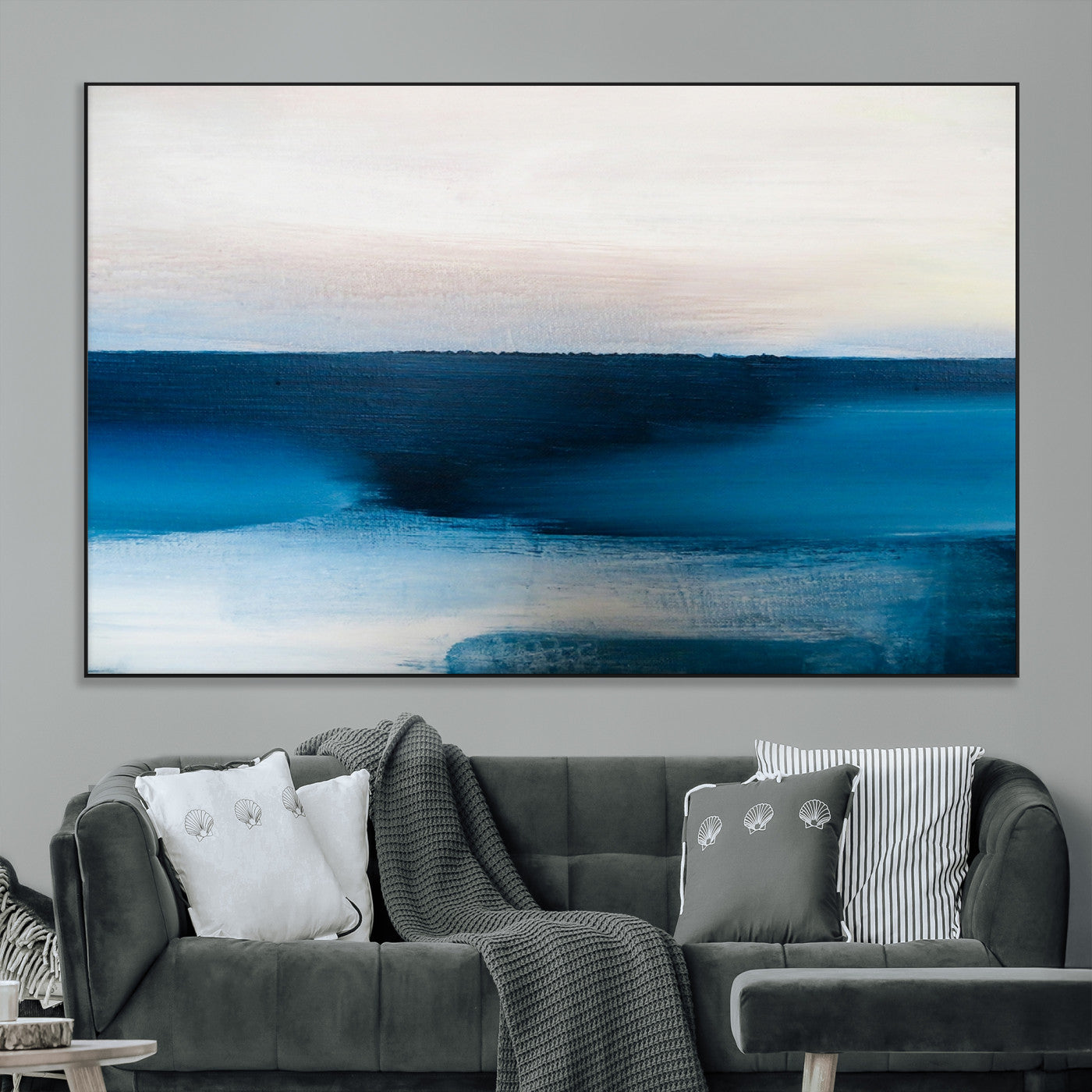 SEG-FC-51X34_Oversize - Dark Blue Abstract Wall Art Canvas Print