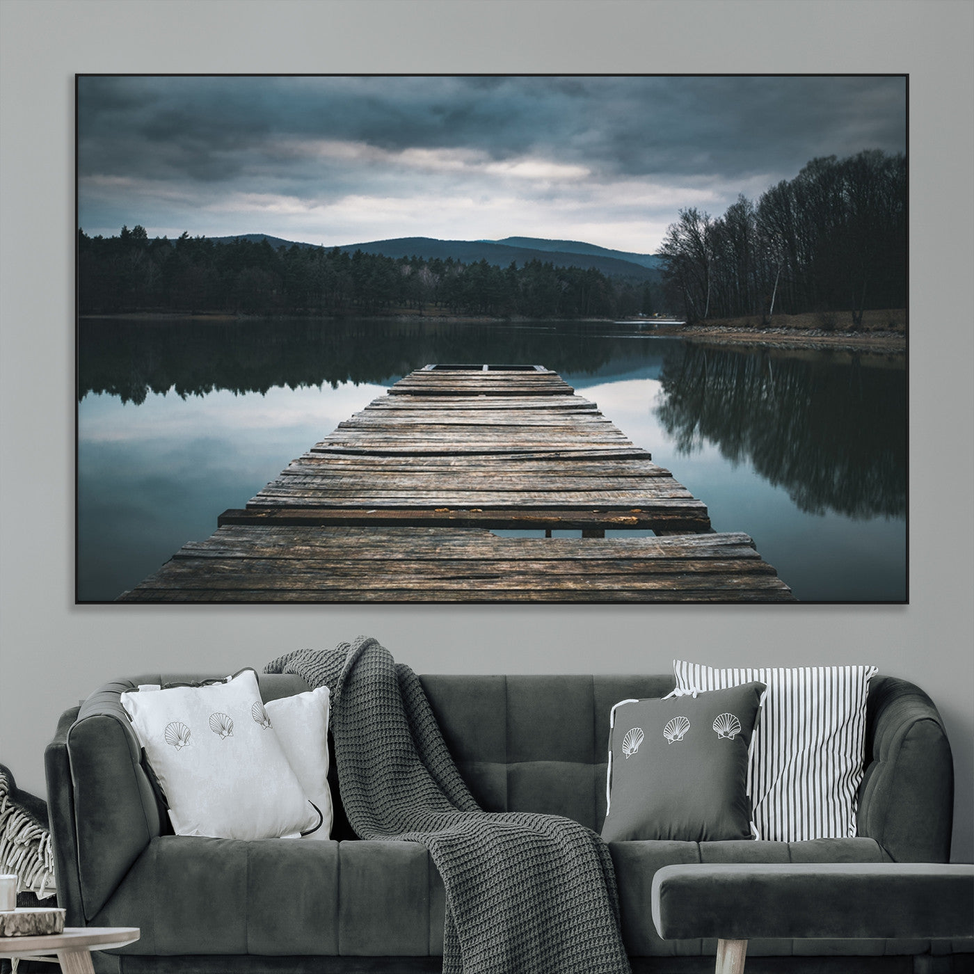 SEG-FC-51X34_Oversize - Wooden Bridge Near Lake Wall Art Canvas Print