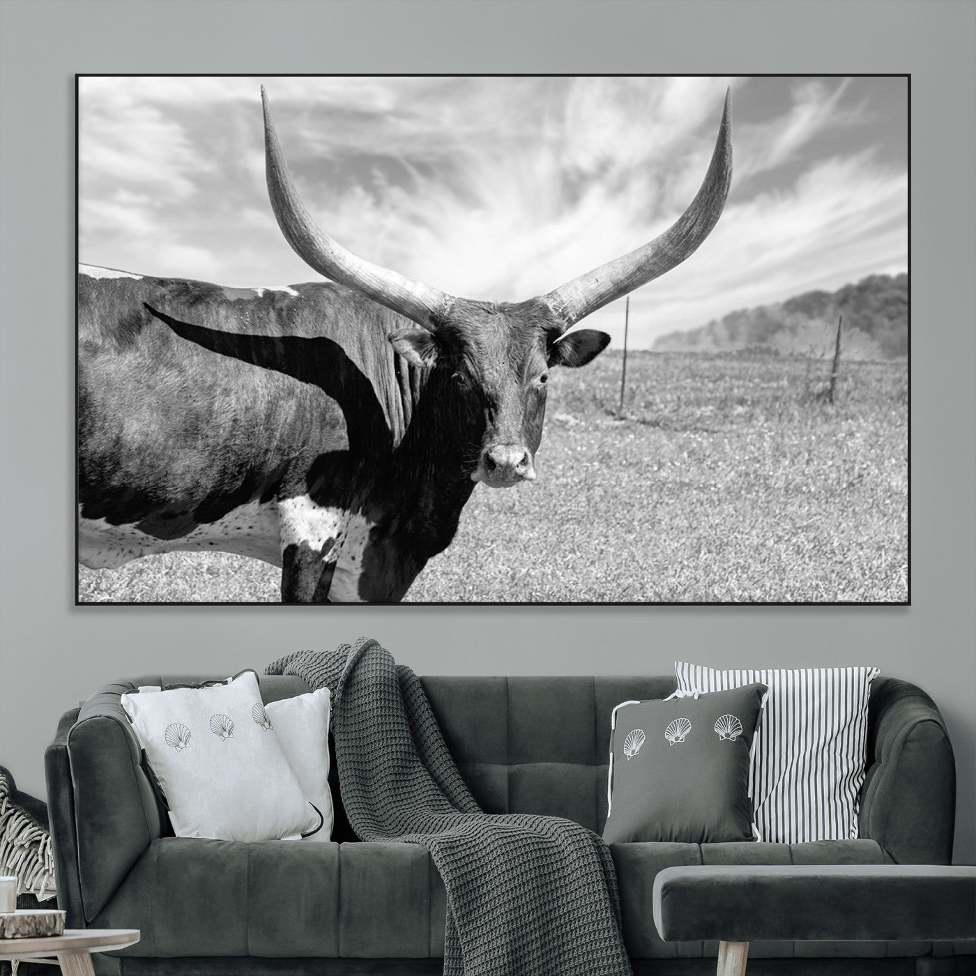 SEG-FC-51X34_Oversize - Cattle Wall Art Longhorn Cow Canvas Print