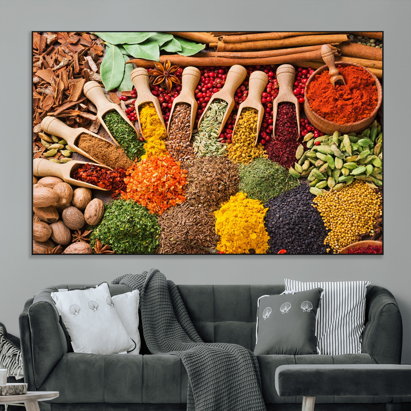 SEG-FC-51X34_Oversize - Herbs and Spices Art Canvas Print for Kitchen Kitchen, Dining Room Wall Decor