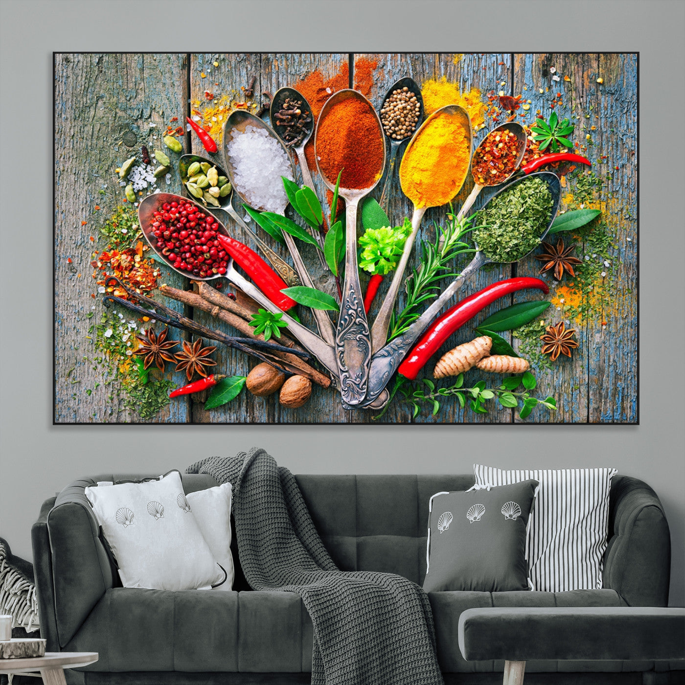 SEG-FC-51X34_Oversize - Spoonful of Spices Cooking Wall Art Canvas Print - Vibrant Kitchen Decor Triptych – Culinary Art