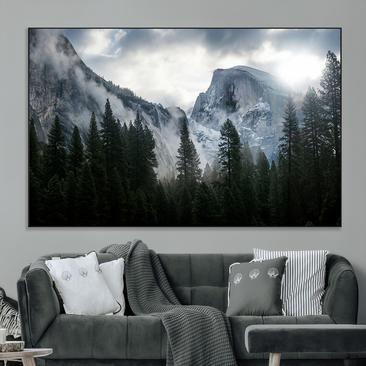 SEG-FC-51X34_Oversize - Yosemite National Park El Capitan Foggy Mountain Wall Art | Large Canvas Print for Living Room,