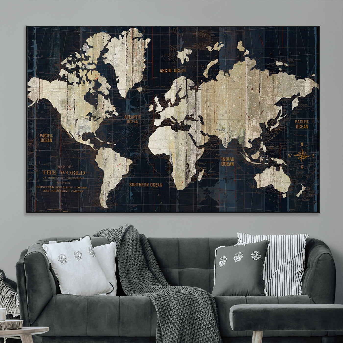SEG-FC-51X34_Oversize - Push Pin World Map Canvas Print – Framed Wall Art for Couples to Track Their Travels – Anniversary