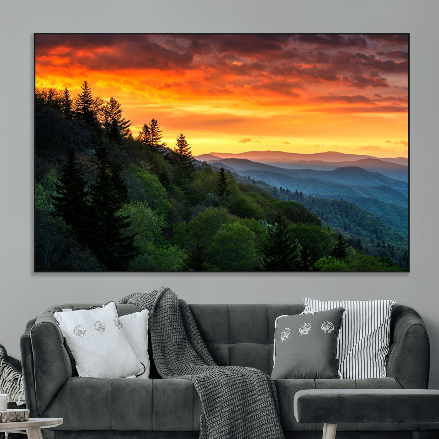 SEG-FC-51X34_Oversize - Forest Landscape Wall Art Sunset Canvas, Forest Sunset Canvas Print