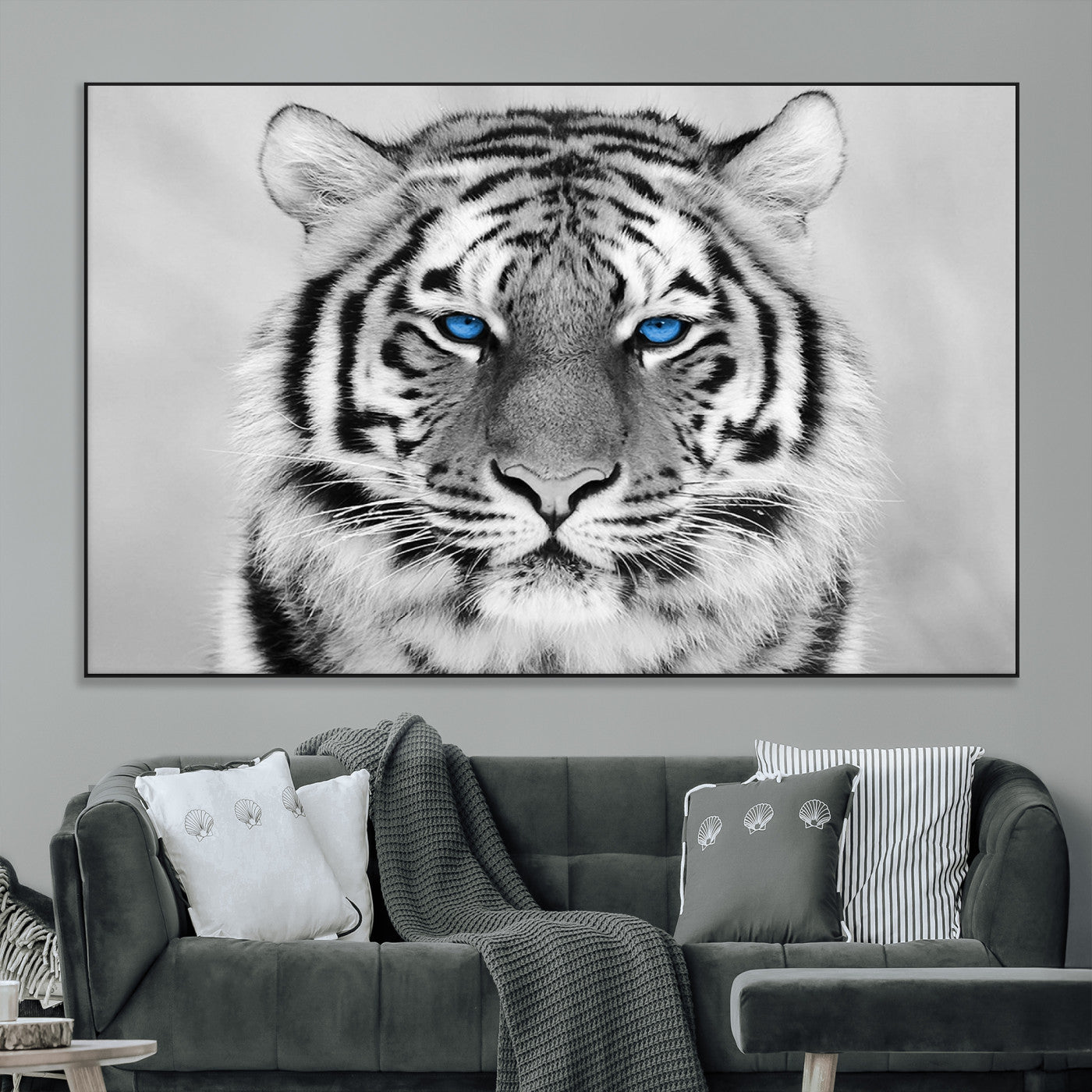 SEG-FC-51X34_Oversize - Black and White Tiger Wall Art Animal Canvas Print