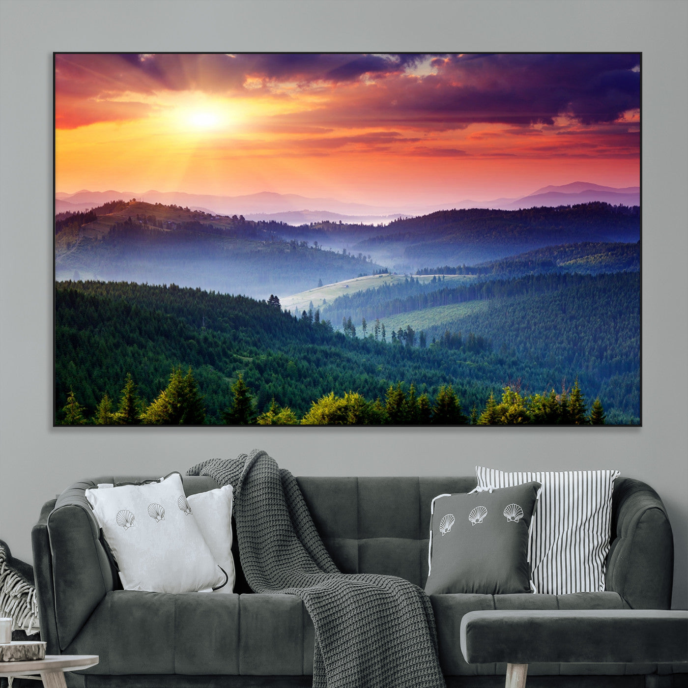 SEG-FC-51X34_Oversize - Mountain and Sunset Wall Art Canvas Print