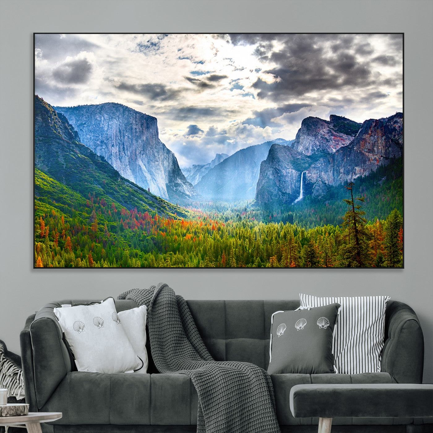 SEG-FC-51X34_Oversize - Yosemite Park Half Dome 3 Panel Canvas Print | Large Giclée Landscape Wall Art for Living Room,