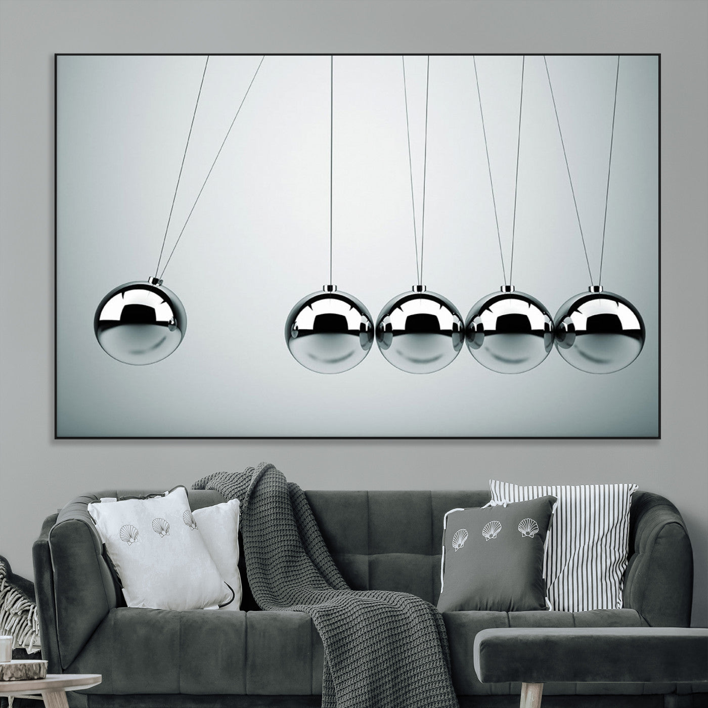 SEG-FC-51X34_Oversize - Newton's Cradle Wall Art Canvas Print, Framed Newton Cradle Wall Art