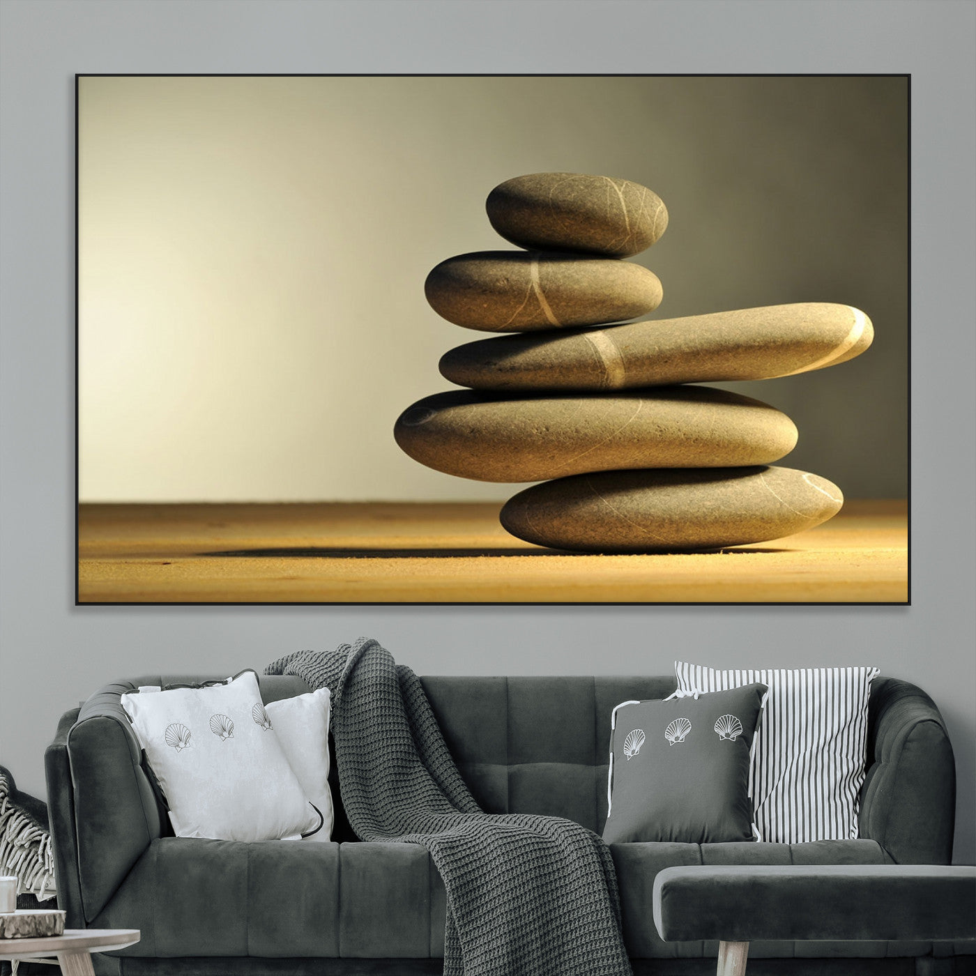 90045-SEG-FC-51X34_Oversize_Oversize-Fluvial Zen Stones Canvas Wall Art Print
