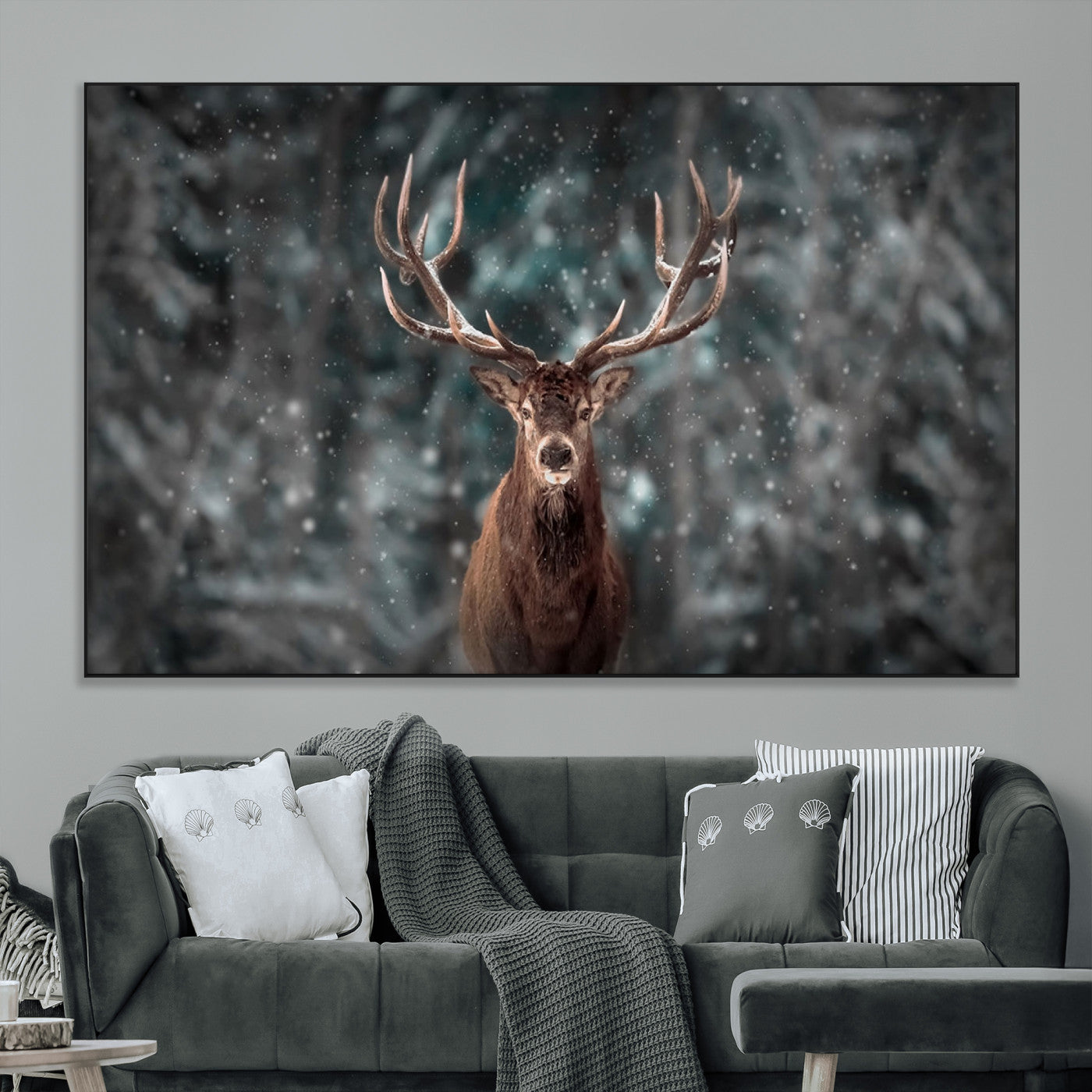 SEG-FC-51X34_Oversize - Wall Art Deer Art Animal Canvas, Framed Wall Art Deer Canvas Print