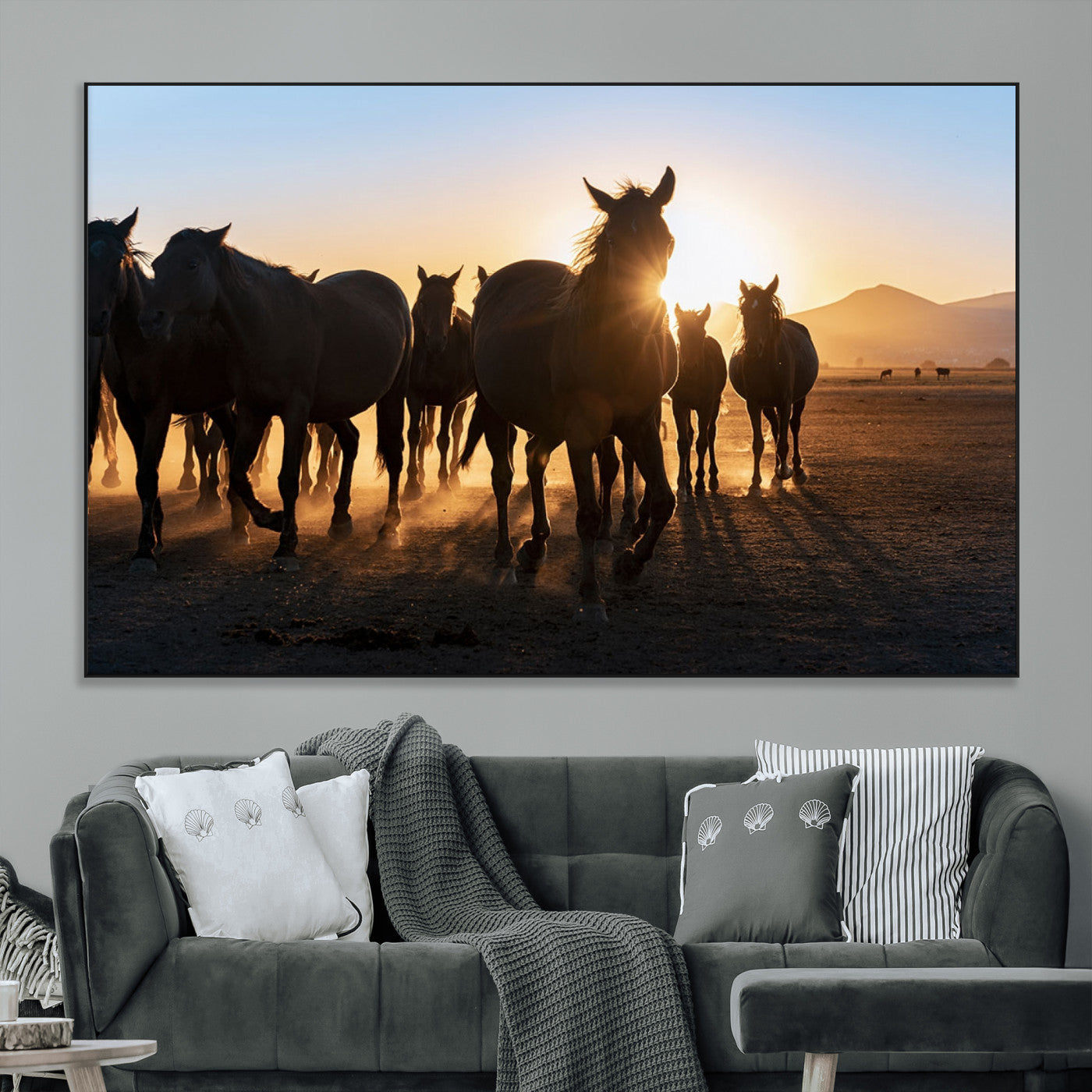 SEG-FC-51X34_Oversize - Horse Herd Wall Art Animal Canvas Print
