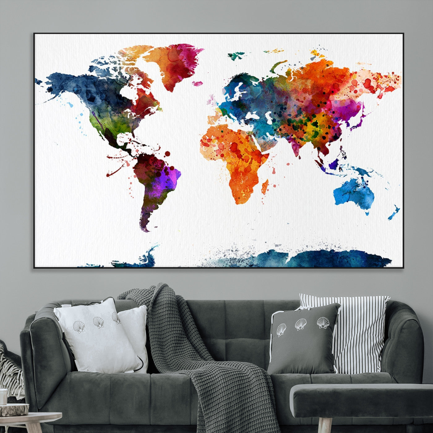 SEG-FC-51X34_Oversize - Push Pin World Map Canvas Print – Framed Wall Art for Couples to Track Their Travels – Anniversary