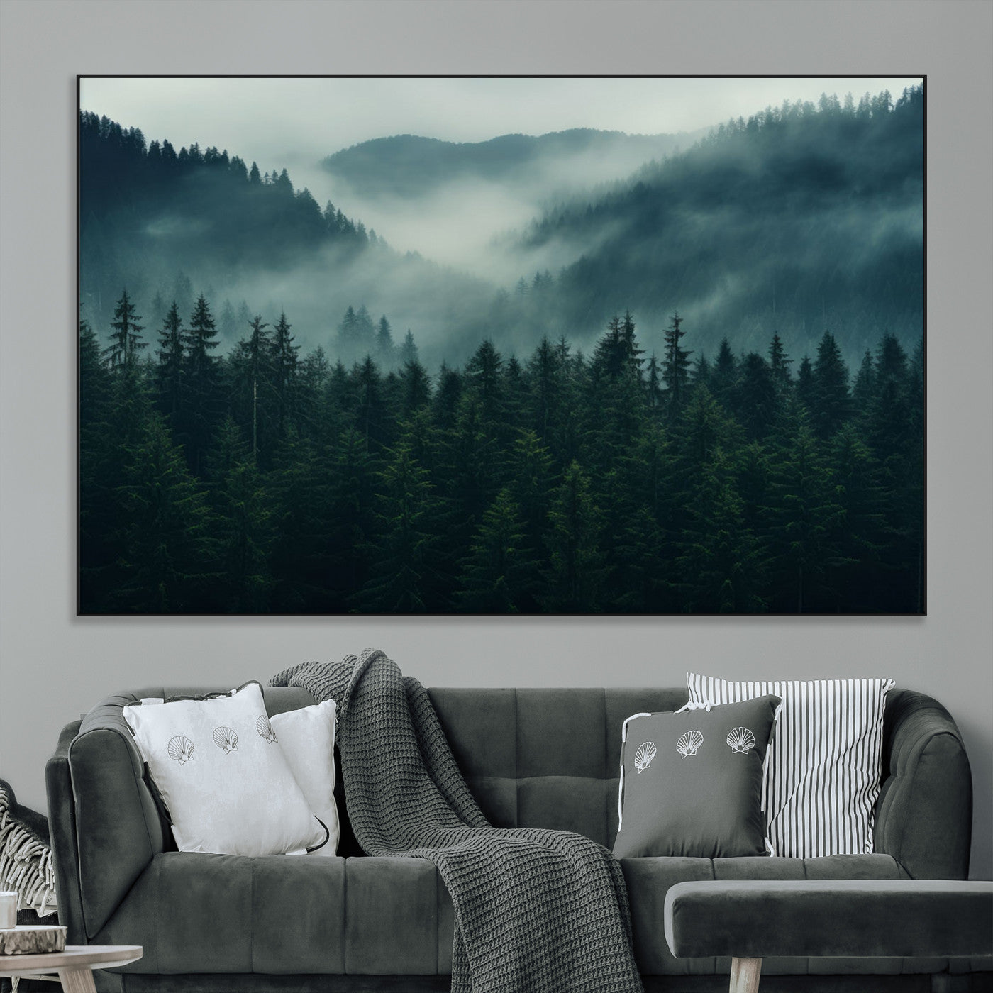 SEG-FC-51X34_Oversize - Captivating Misty Forest Wall Art Premium Canvas Print,  Foggy and Serene Atmosphere Wall Art Canvas