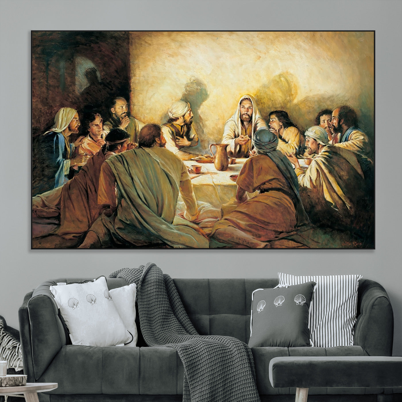 SEG-FC-51X34_Oversize - Last Supper Wall Art Canvas Print, Framed Jesus Painting Art Picture Print, Moderne Bibel Perfect Traditional/Religious Decor Artwork