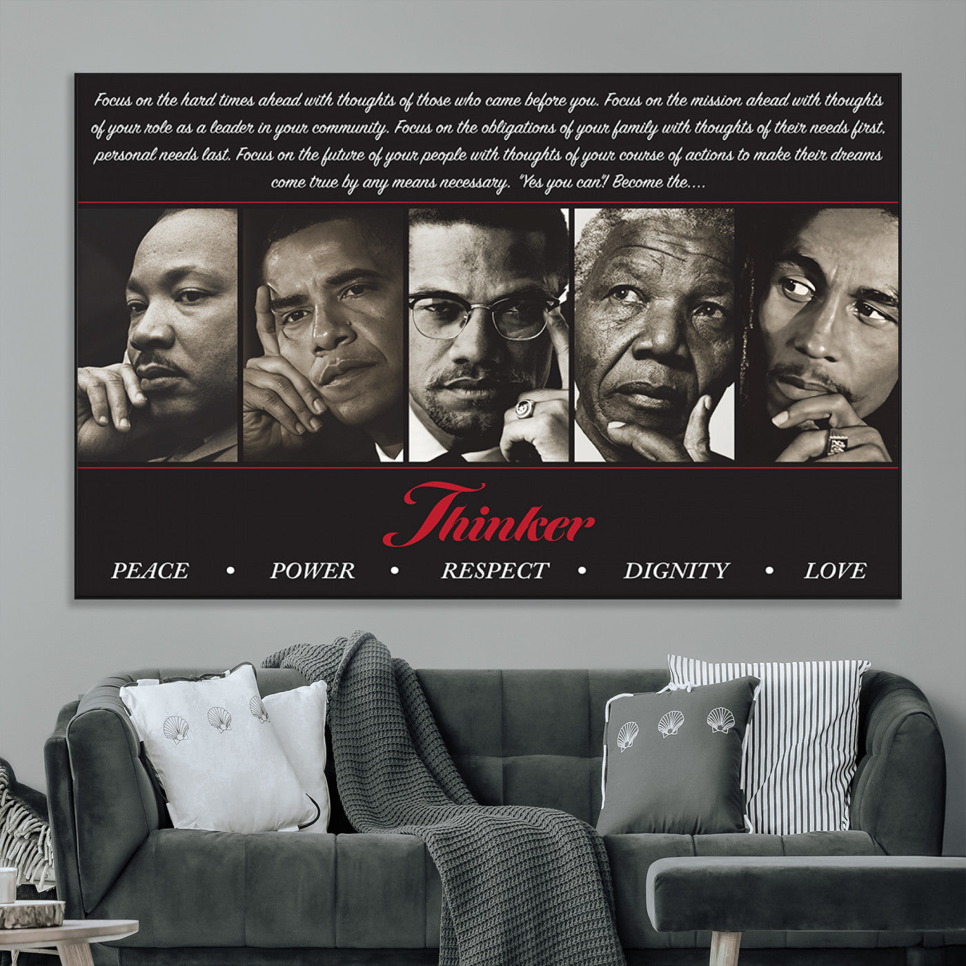 SEG-FC-51X34_Oversize - Thinkers of Wall Art Canvas Print - Inspirational Wall Art Featuring Icons of Peace, Power, and