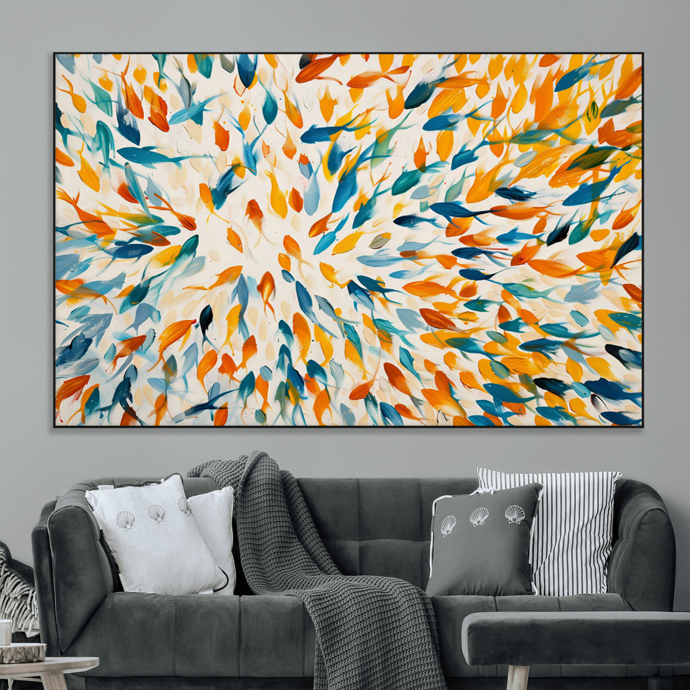 -Colorful Fish Wall Art Print – Abstract Ocean-Inspired Wall Art for Modern Spaces | Framed Canvas,