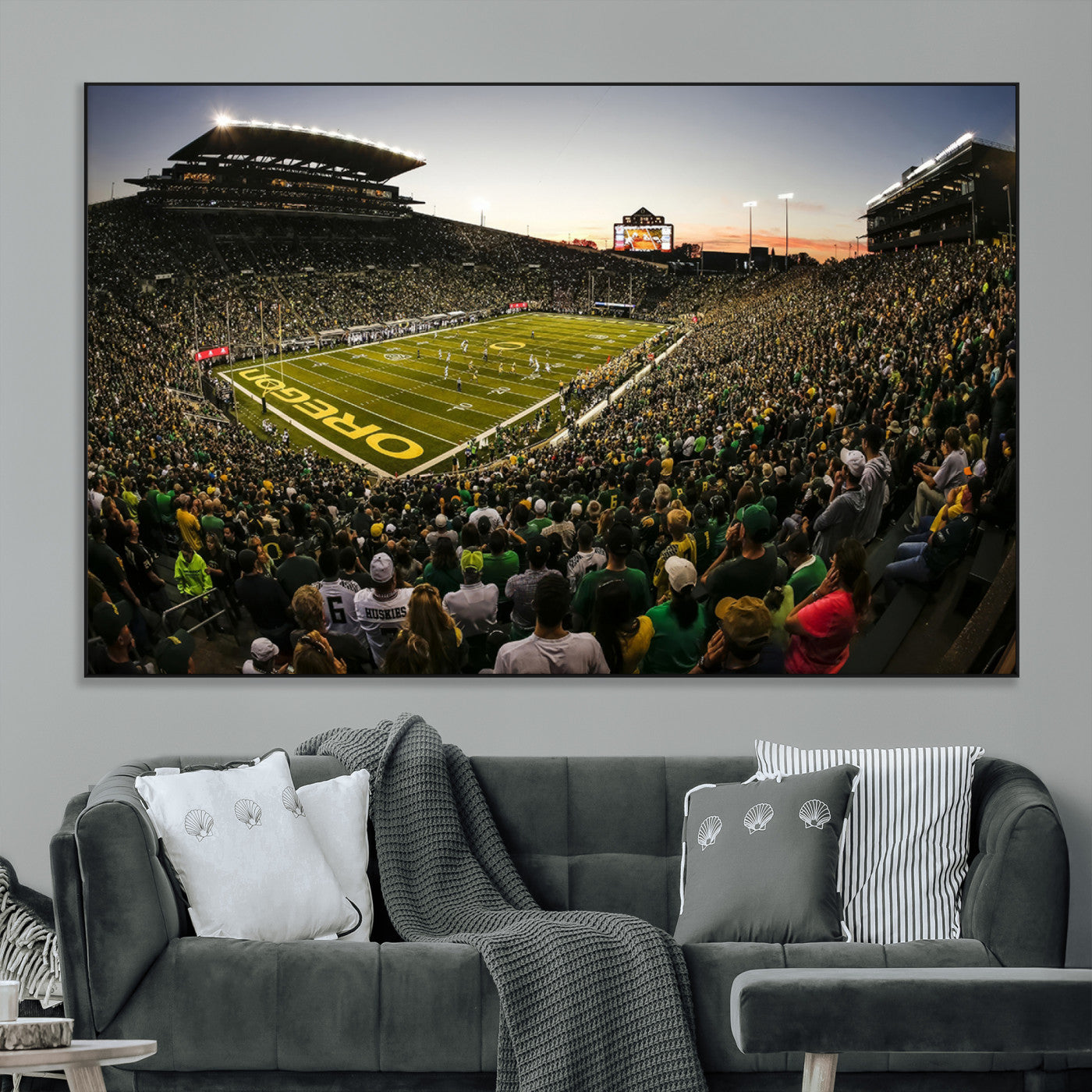 SEG-FC-51X34_Oversize - Oregon Stadium Canvas Wall Art - Captivating Game Day Scene at Autzen Stadium, Oregon Ducks Football