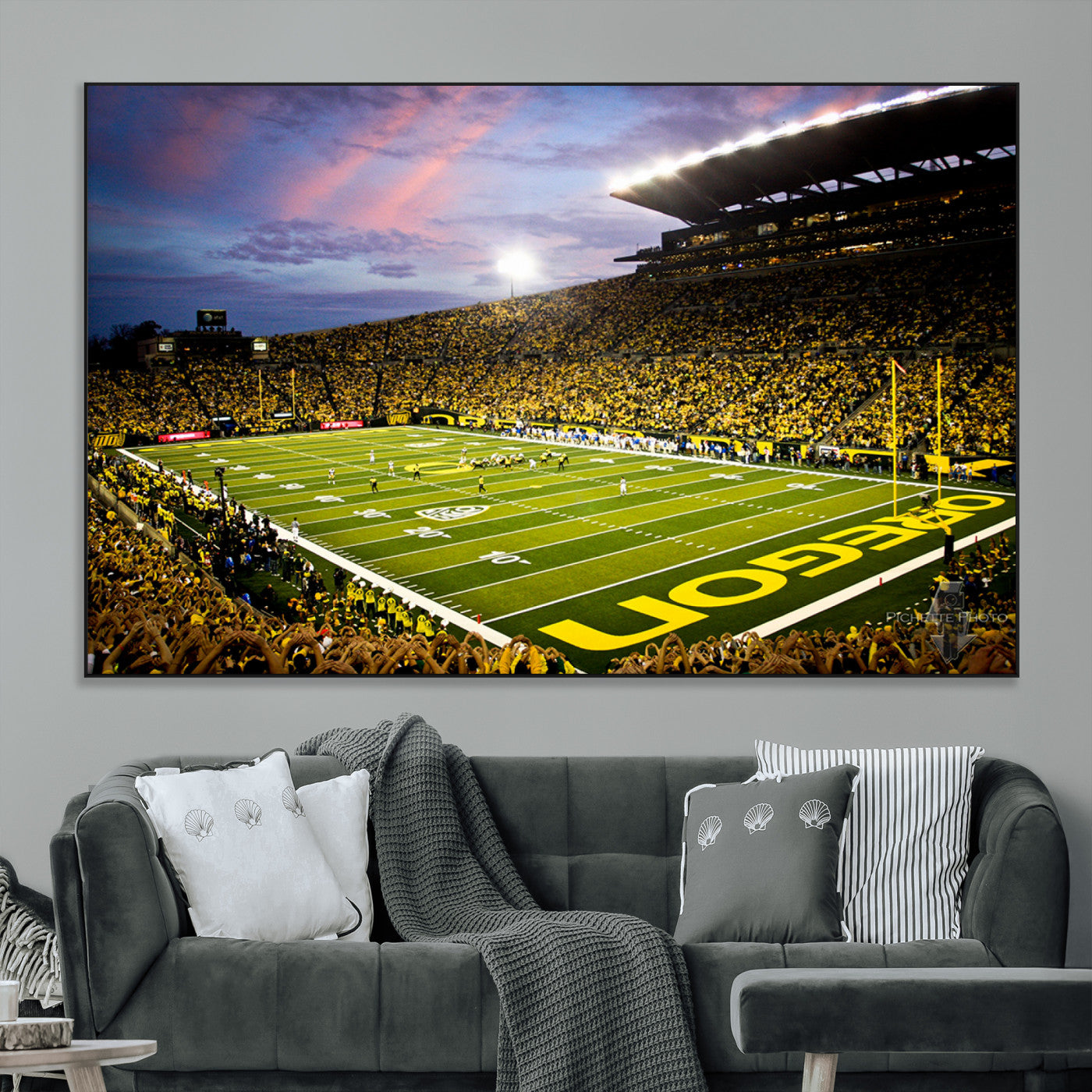 SEG-FC-51X34_Oversize - University of Oregon Ducks Football Team Print - Eugene Autzen Stadium Wall Art Canvas Print