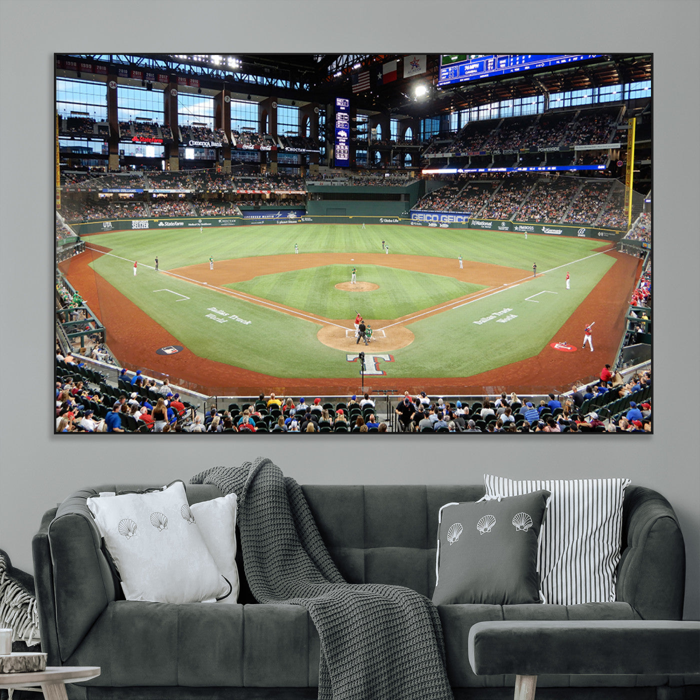 SEG-FC-51X34_Oversize - Texas Rangers Baseball Team Print - Arlington Globe Life Field Stadium Canvas Print Wall Art