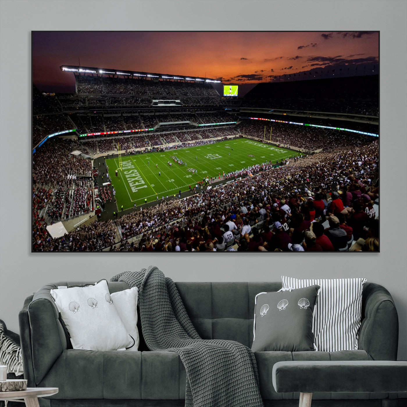 SEG-FC-51X34_Oversize - Texas A&M Aggies Football Team Print - College Station Kyle Field Stadium Wall Art Canvas Print