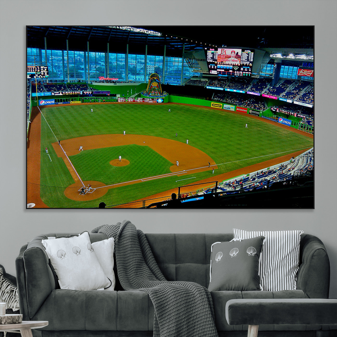 SEG-FC-51X34_Oversize - Miami Marlins Baseball Team Print - Miami LoanDepot Park Stadium Wall Art Canvas Print
