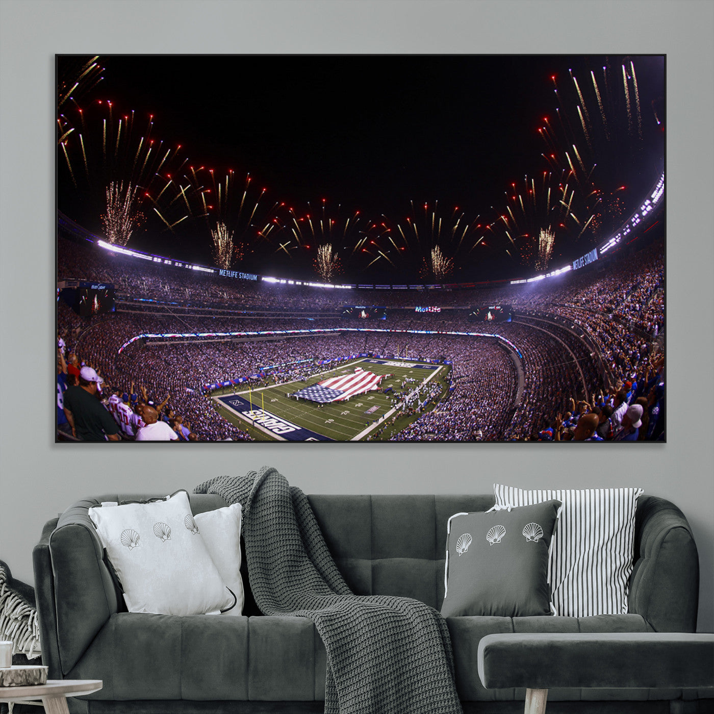SEG-FC-51X34_Oversize - New York Giants Football Team Print - East Rutherford MetLife Stadium Wall Art Canvas Print