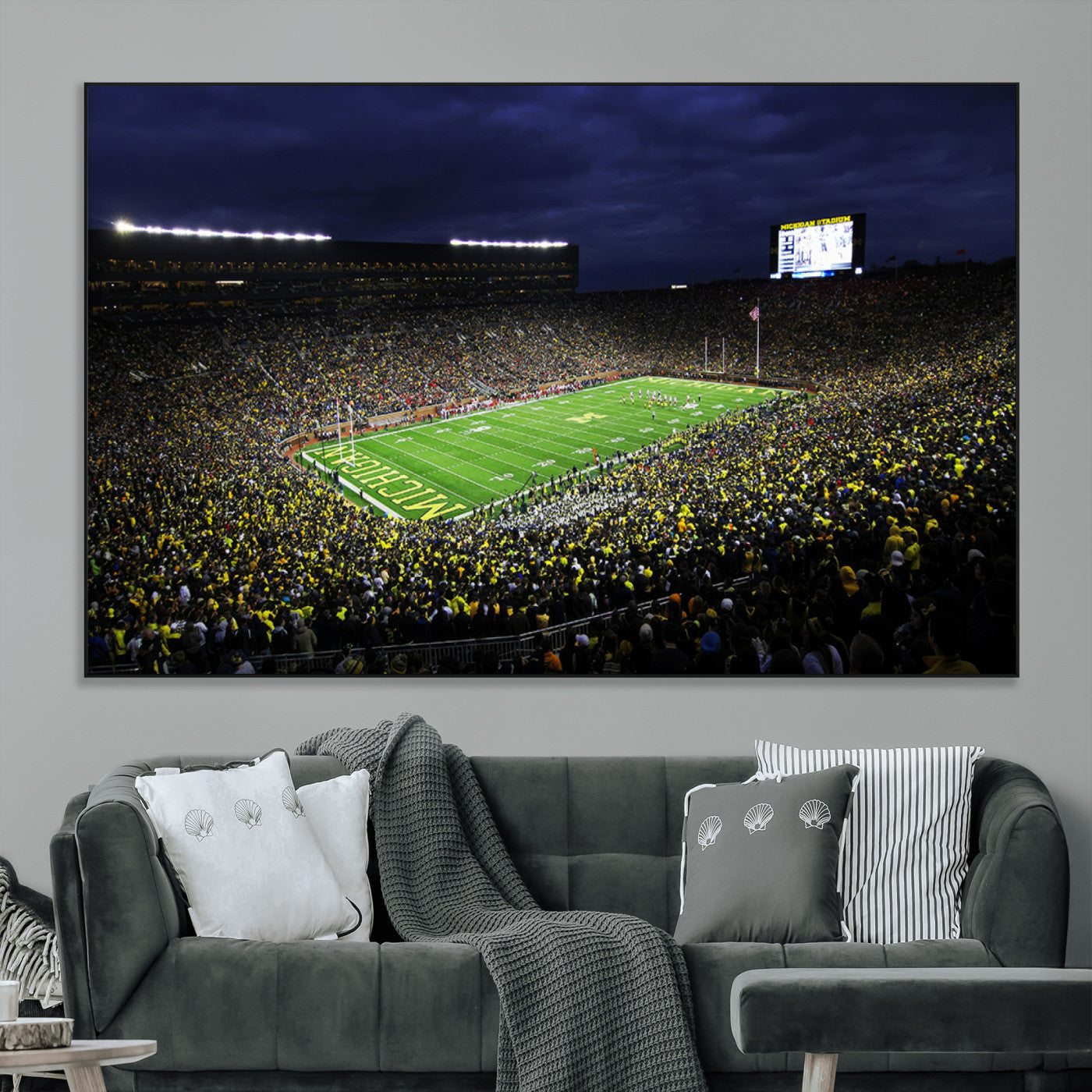 SEG-FC-51X34_Oversize - Michigan Wolverines Football Canvas Wall Decor, Football Team Print - Ann Arbor Michigan Stadium