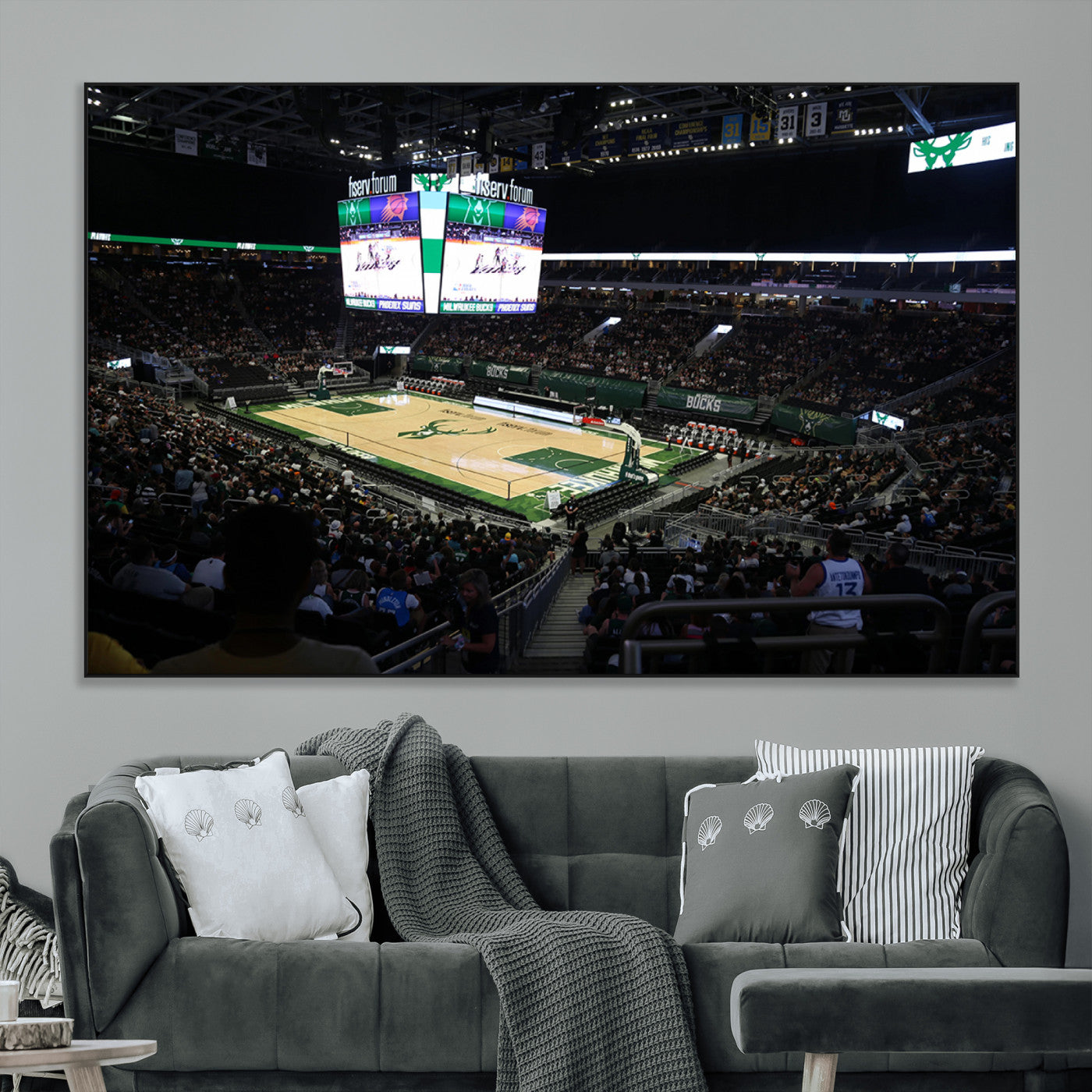 SEG-FC-51X34_Oversize - Milwaukee Bucks Basketball Print - Fiserv Forum Stadium Wall Art Canvas Print