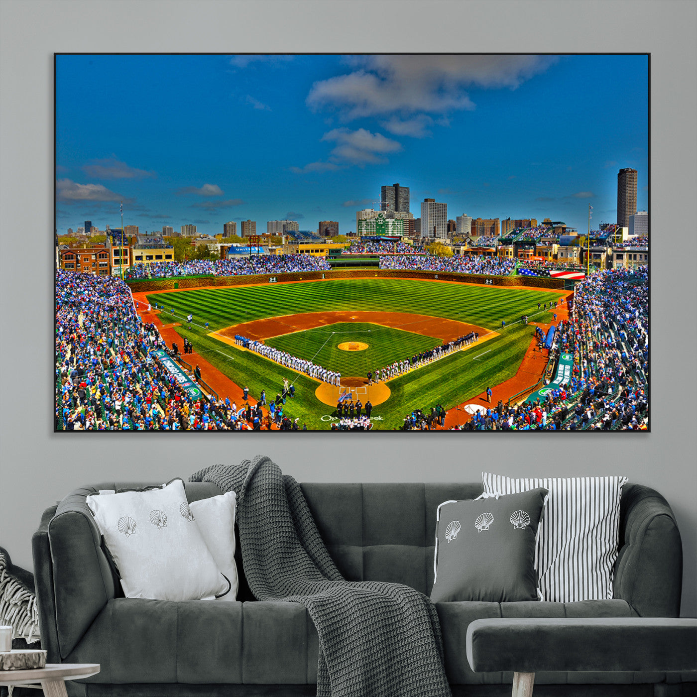 SEG-FC-51X34_Oversize - Wrigley Field Chicago Cubs Canvas Wall Art - Iconic Baseball Stadium Print for Sports Lovers - Ready