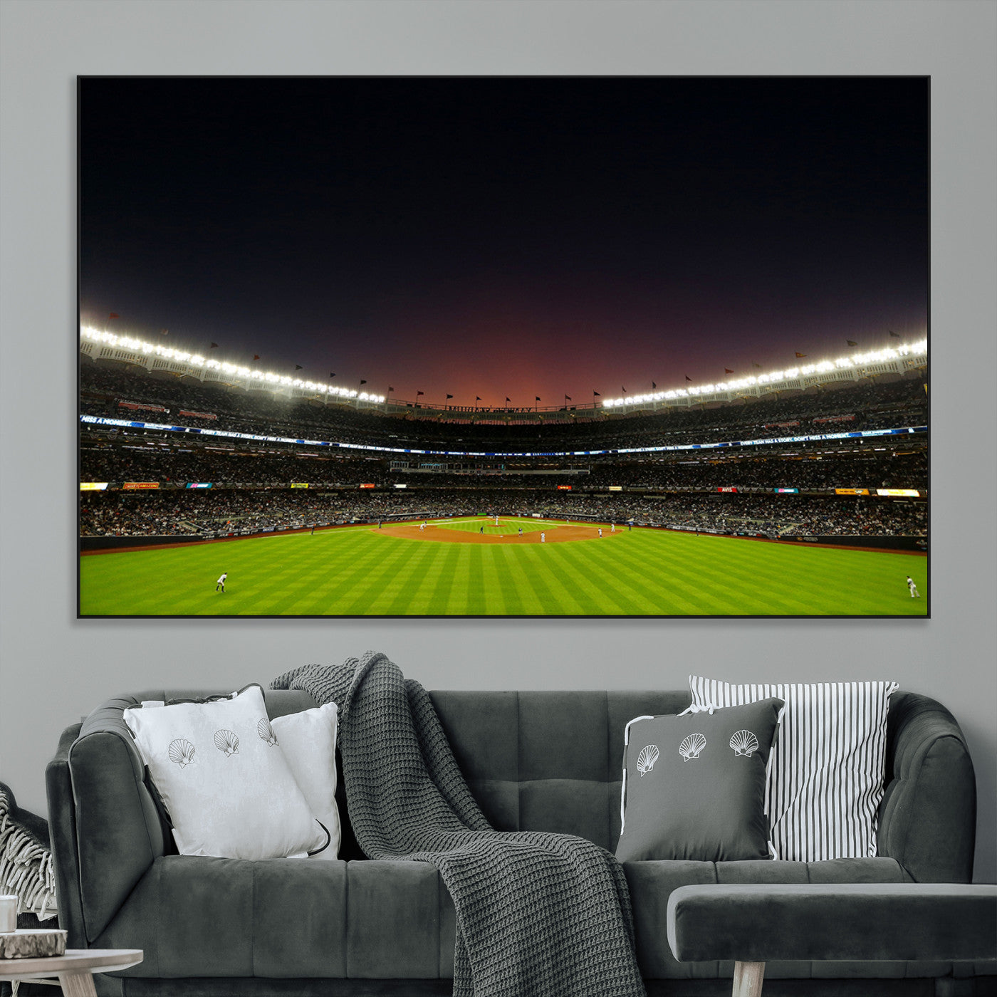 SEG-FC-51X34_Oversize - Yankee Stadium Night Game Triple Canvas, Yankee Stadium Canvas Wall Art - New York Yankees MLB Match