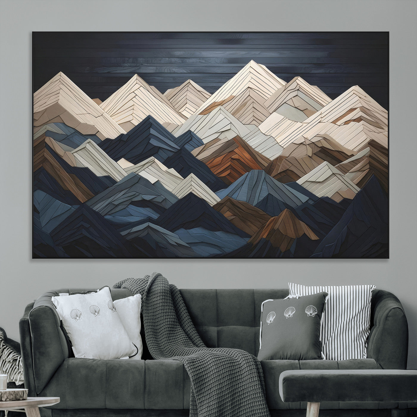 SEG-FC-51X34_Oversize - Wood Mountain Wall Art | Mountain Canvas Print Wood Decor | Ready to Hang for Cabin Decor