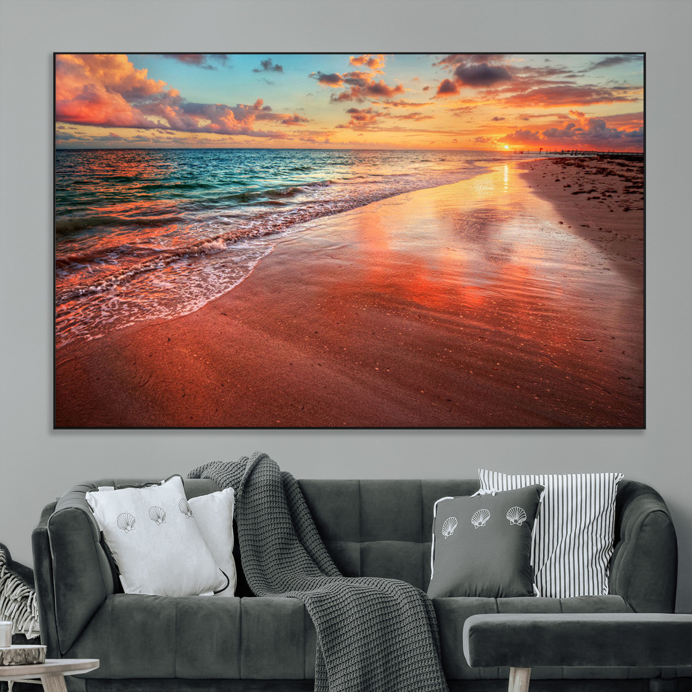 SEG-FC-51X34_Oversize - Sunset Beach Wall Art | Ocean Canvas Print | Coastal Wall Art | Tranquil Sunset Canvas Print