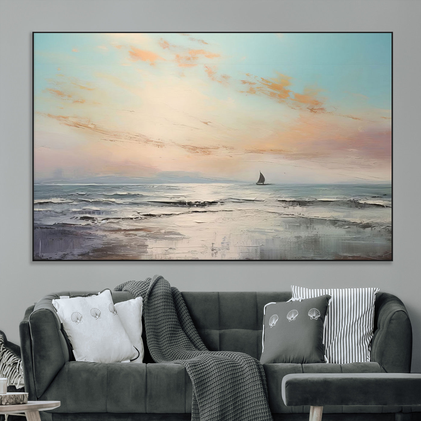 SEG-FC-51X34_Oversize - Abstract Ocean Wall Art -  Boat Wall Art Canvas Print