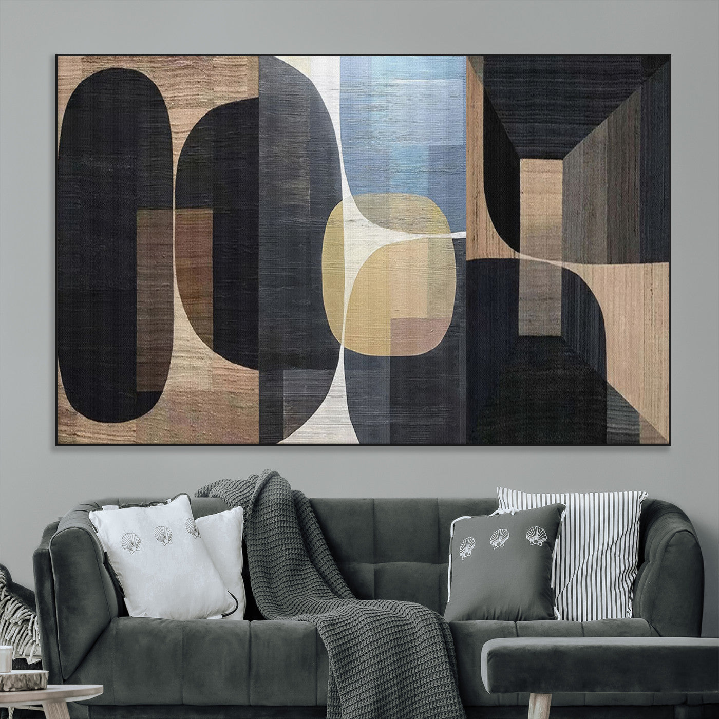 SEG-FC-51X34_Oversize - Minimalist Wabi Sabi Abstract Geometric Wall Art Canvas Print – Modern Minimalist Shapes – Ready to