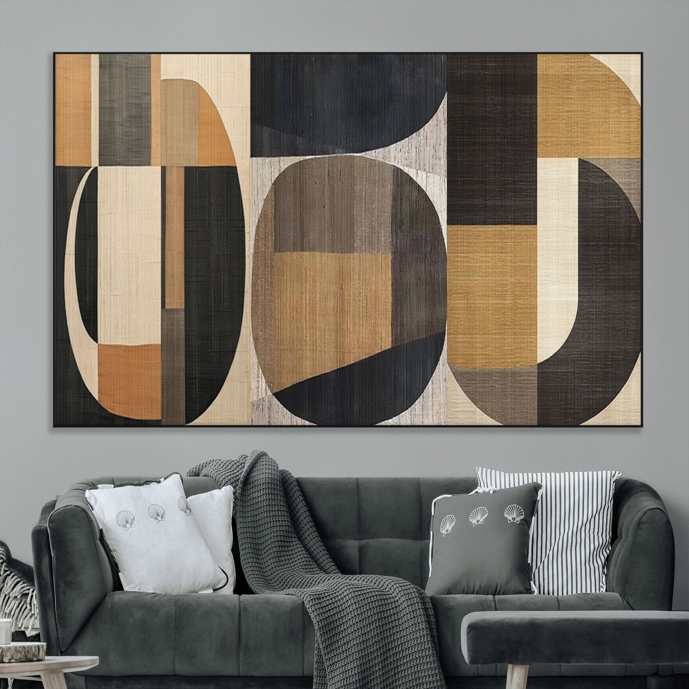 SEG-FC-51X34_Oversize - Modern Brown Wabi Sabi Abstract Wall Art Canvas Print Set, Minimalist Wall Art