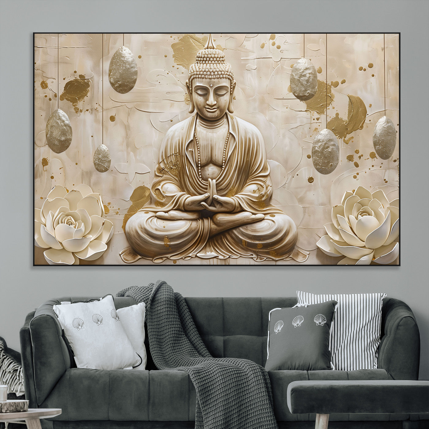 SEG-FC-51X34_Oversize - Serene Buddha Wall Art | Yoga Room Decor and Meditation Wall Art Print | Framed and Ready to Hang