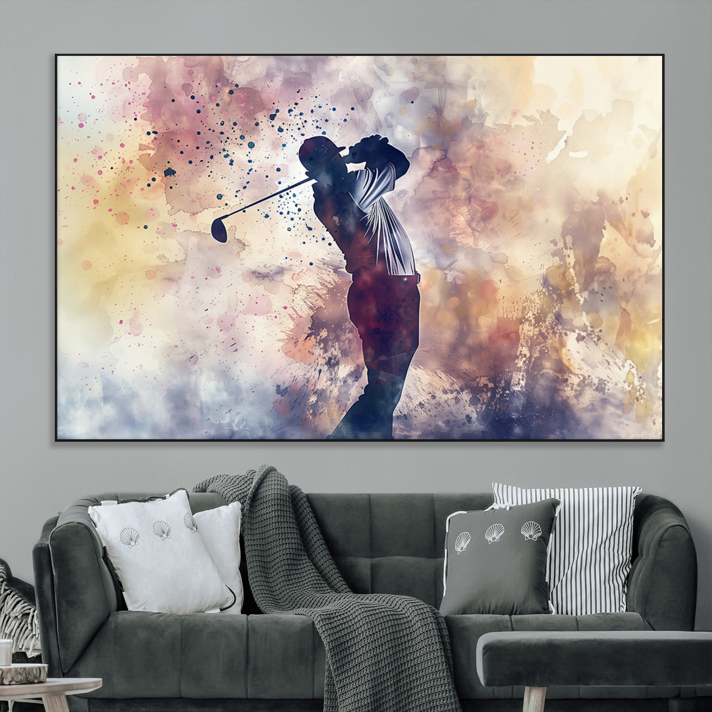 SEG-FC-51X34_Oversize - Abstract Watercolor Golf Player Wall Art Canvas Print